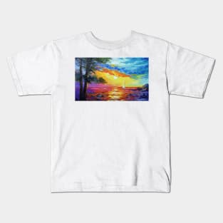 Sailboat at sunset Kids T-Shirt